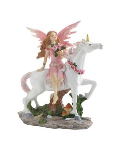 PINK FAIRY WITH UNICORN FIGURINE